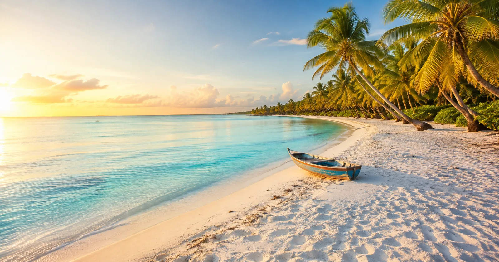 Playa Blanca en Isla Barú con arena blanca y agua turquesa al amanecer